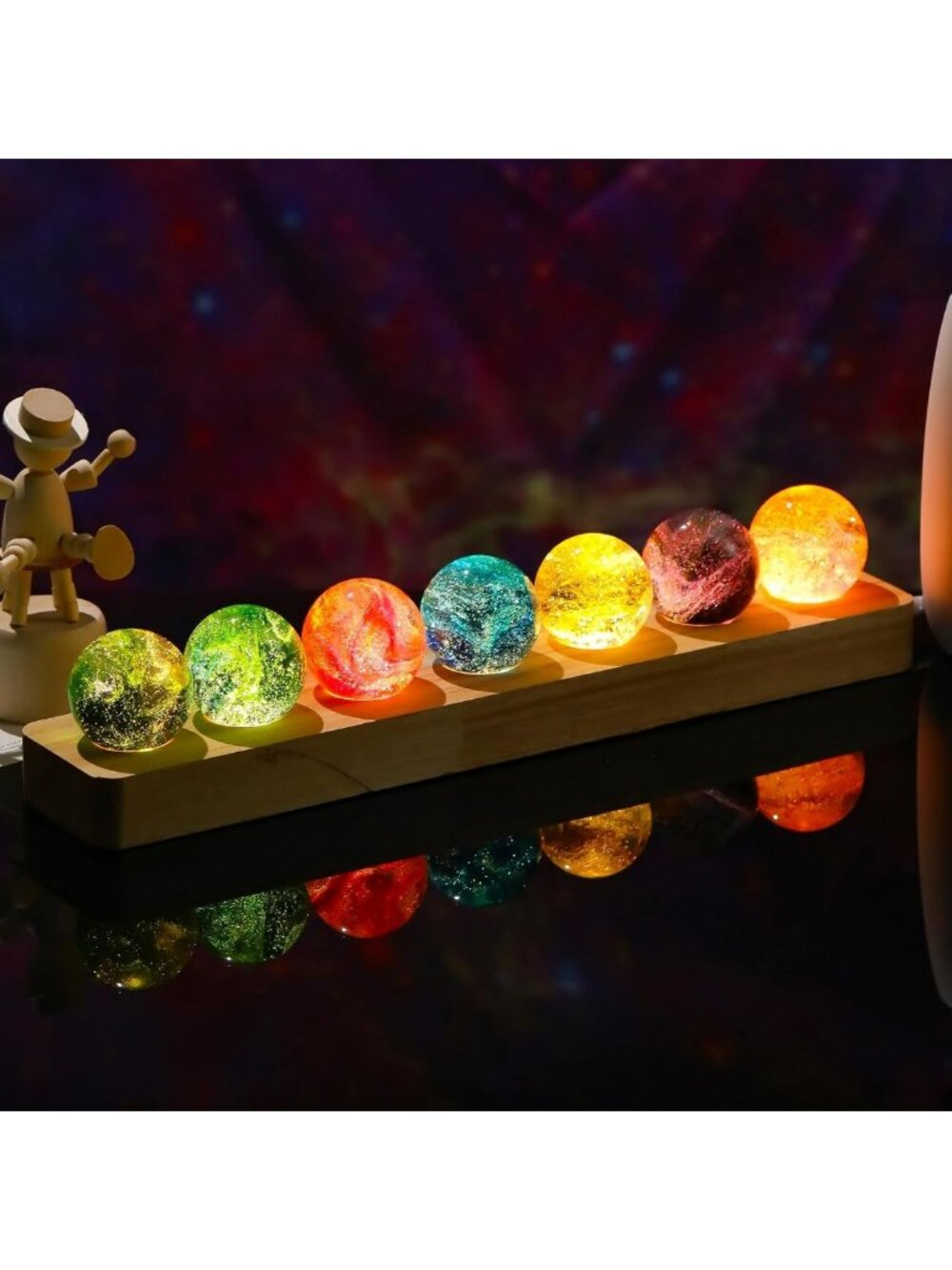 Colorful 7 Pcs Crystal Chakra Balls Set | Decorative Natural Healing Spheres